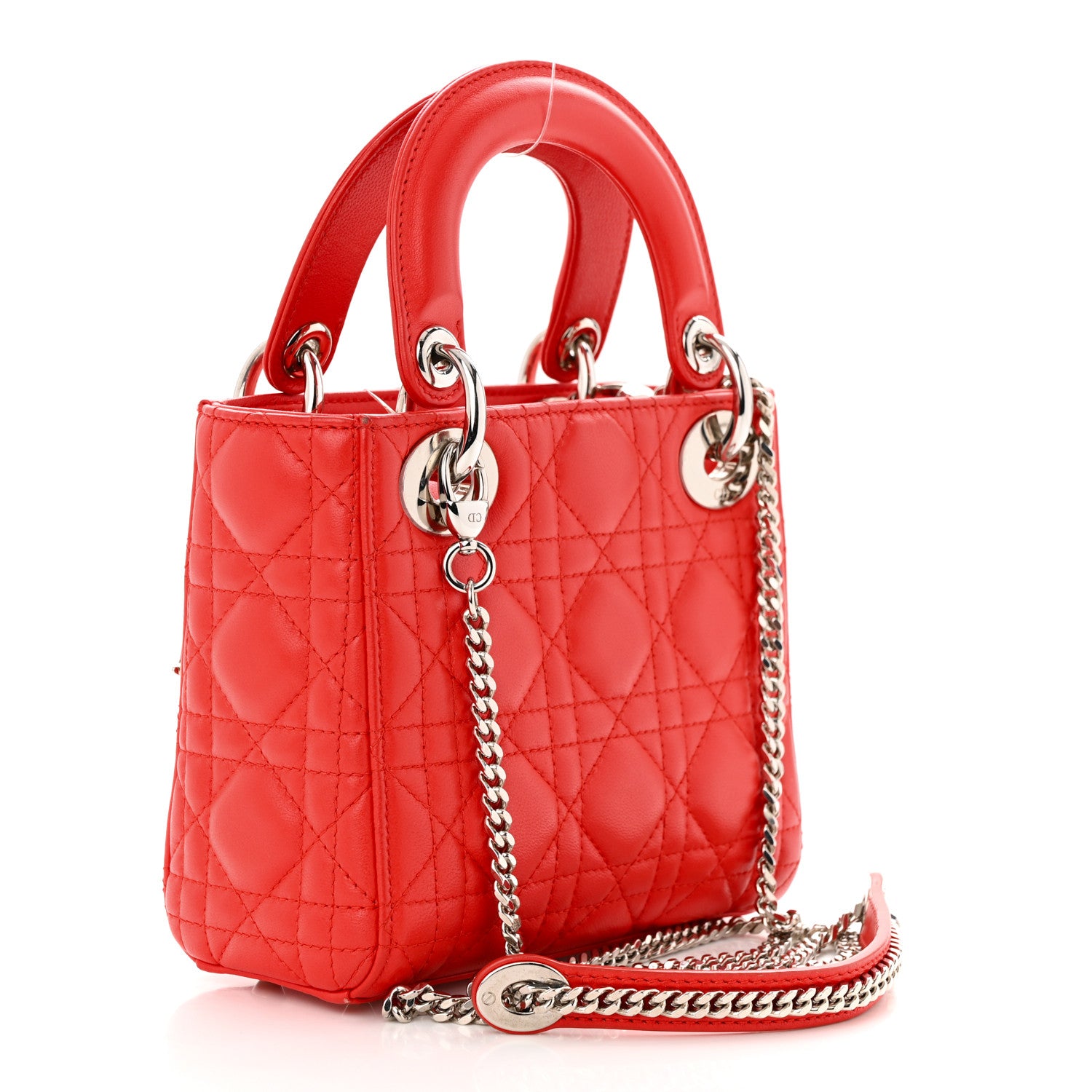 Christian Dior Lambskin Cannage Mini Lady Dior Red 3 of 13