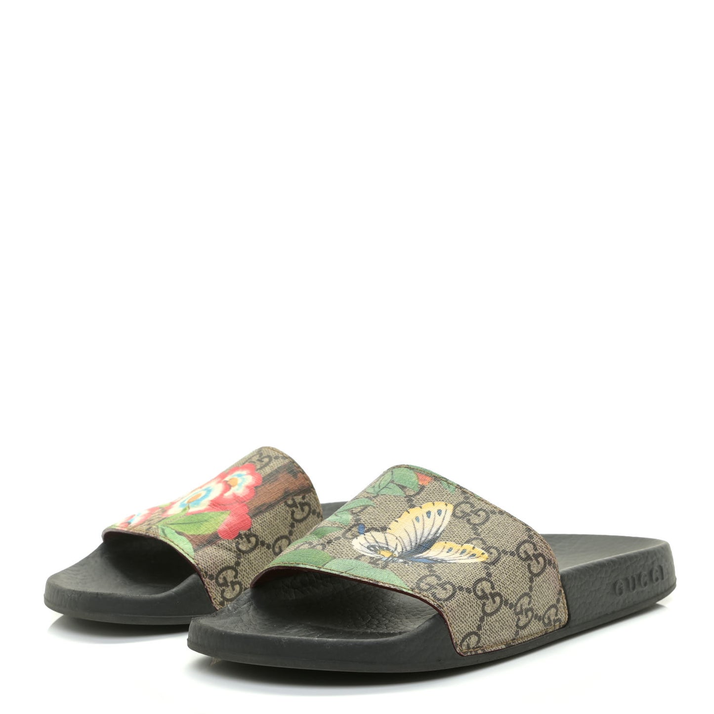 GG Supreme Monogram Tian Womens Slide Sandals 35 Beige Multicolor