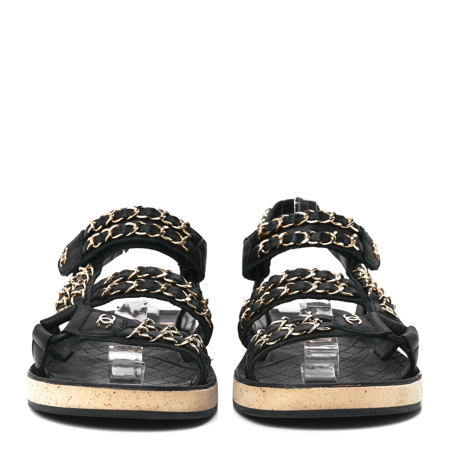 Chanel Lambskin Chain Sandals 35 Black 2 of 10