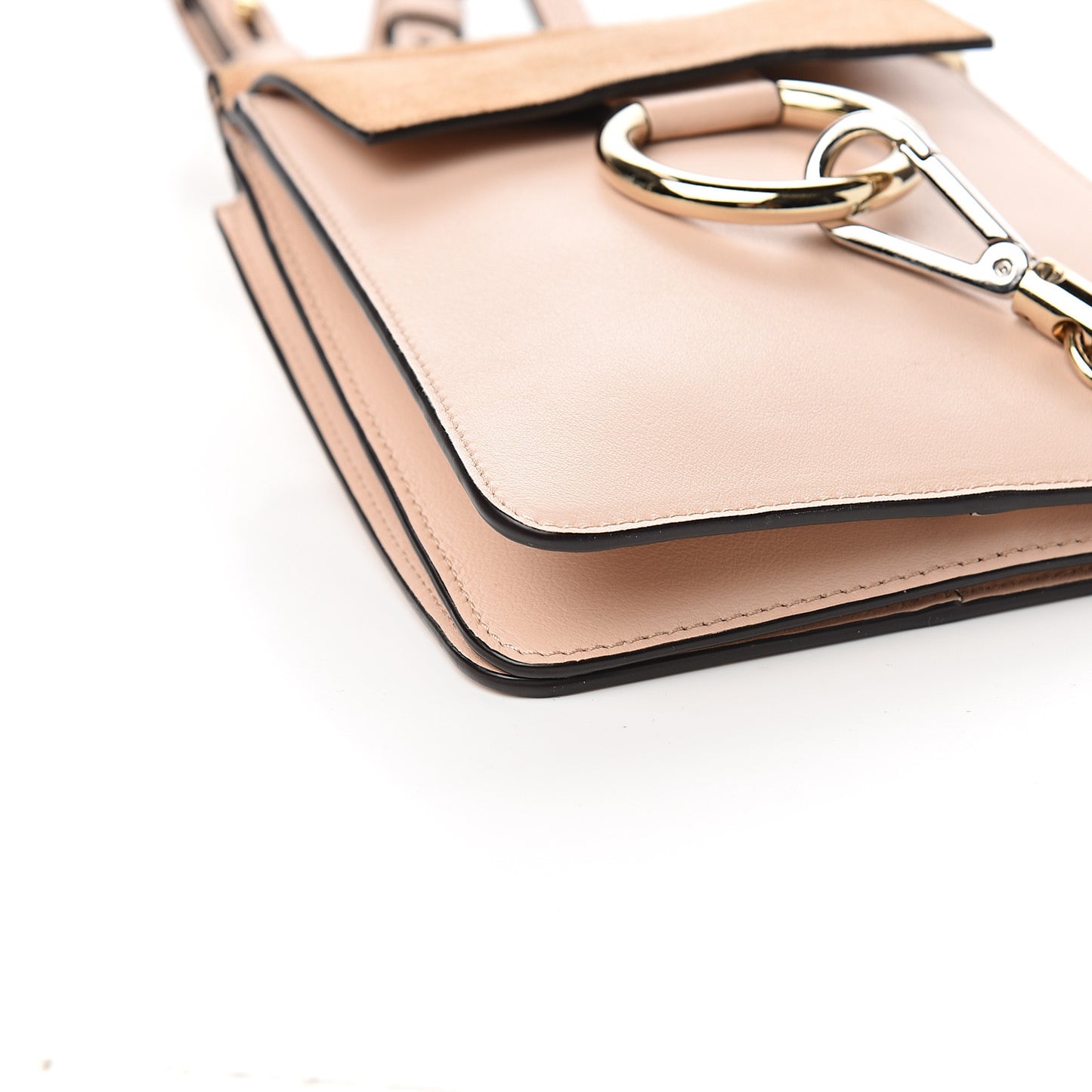 Suede Calfskin Mini Faye Bracelet Bag Cement Pink