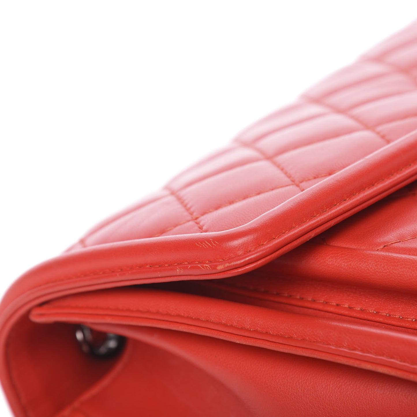 Lambskin Quilted Large Geometric Flap Red