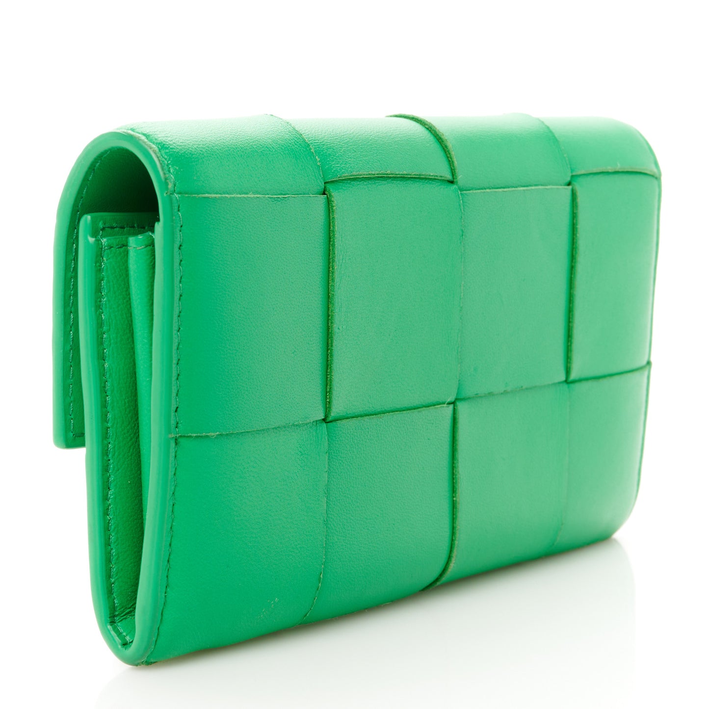 Lambskin Maxi Intreccio Cassette Flap Wallet Parakeet