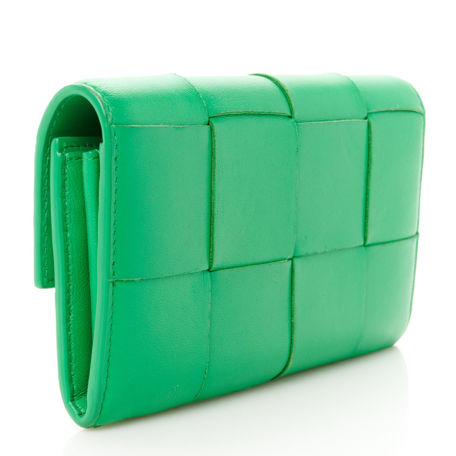Bottega Veneta Lambskin Maxi Intreccio Cassette Flap Wallet Parakeet 3 of 9