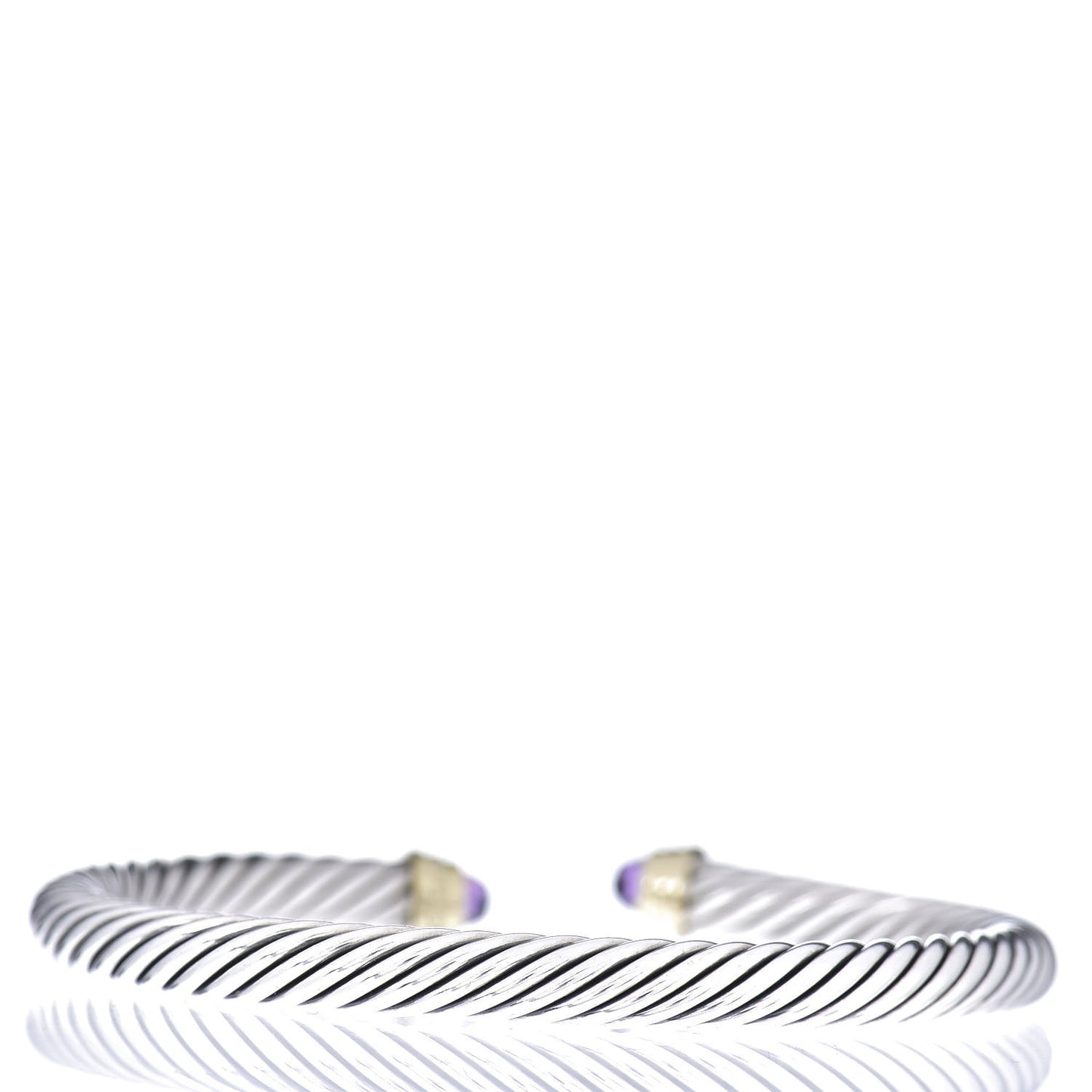 Sterling Silver 14K Yellow Gold Amethyst 5mm Cable Classics Petite Color Bracelet