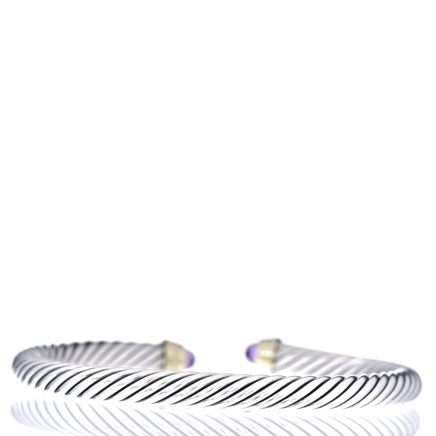 David Yurman Sterling Silver 14K Yellow Gold Amethyst 5mm Cable Classics Petite Color Bracelet 3 of 4