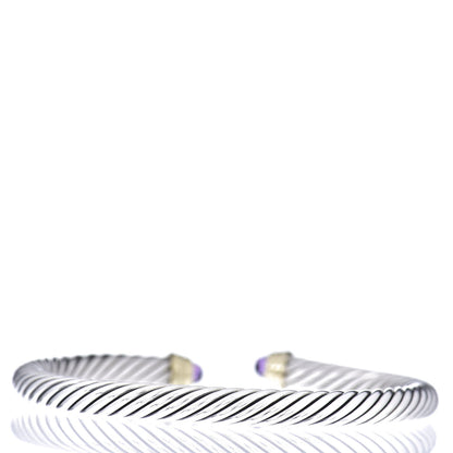 David Yurman Sterling Silver 14K Yellow Gold Amethyst 5mm Cable Classics Petite Color Bracelet 3 of 4