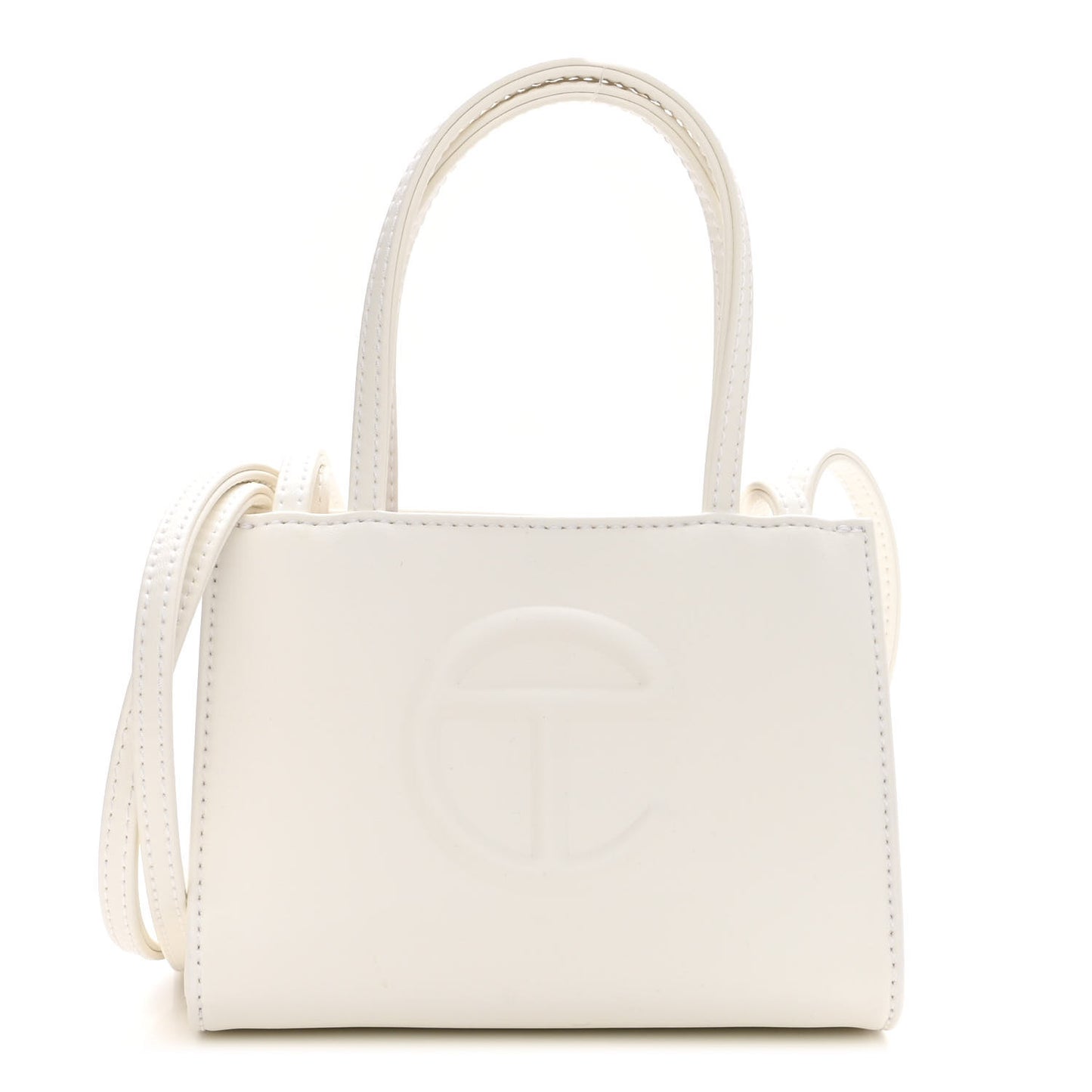 Vegan Leather Small Shopping Bag White