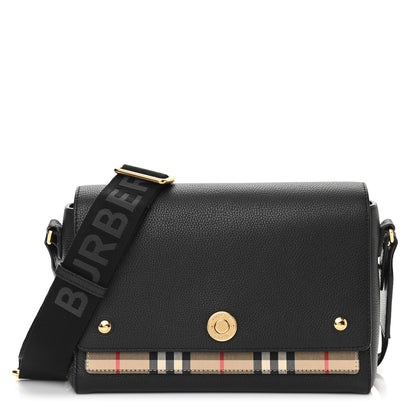 Burberry Grainy Calfskin Vintage Check Note Crossbody Bag Black 1 of 13
