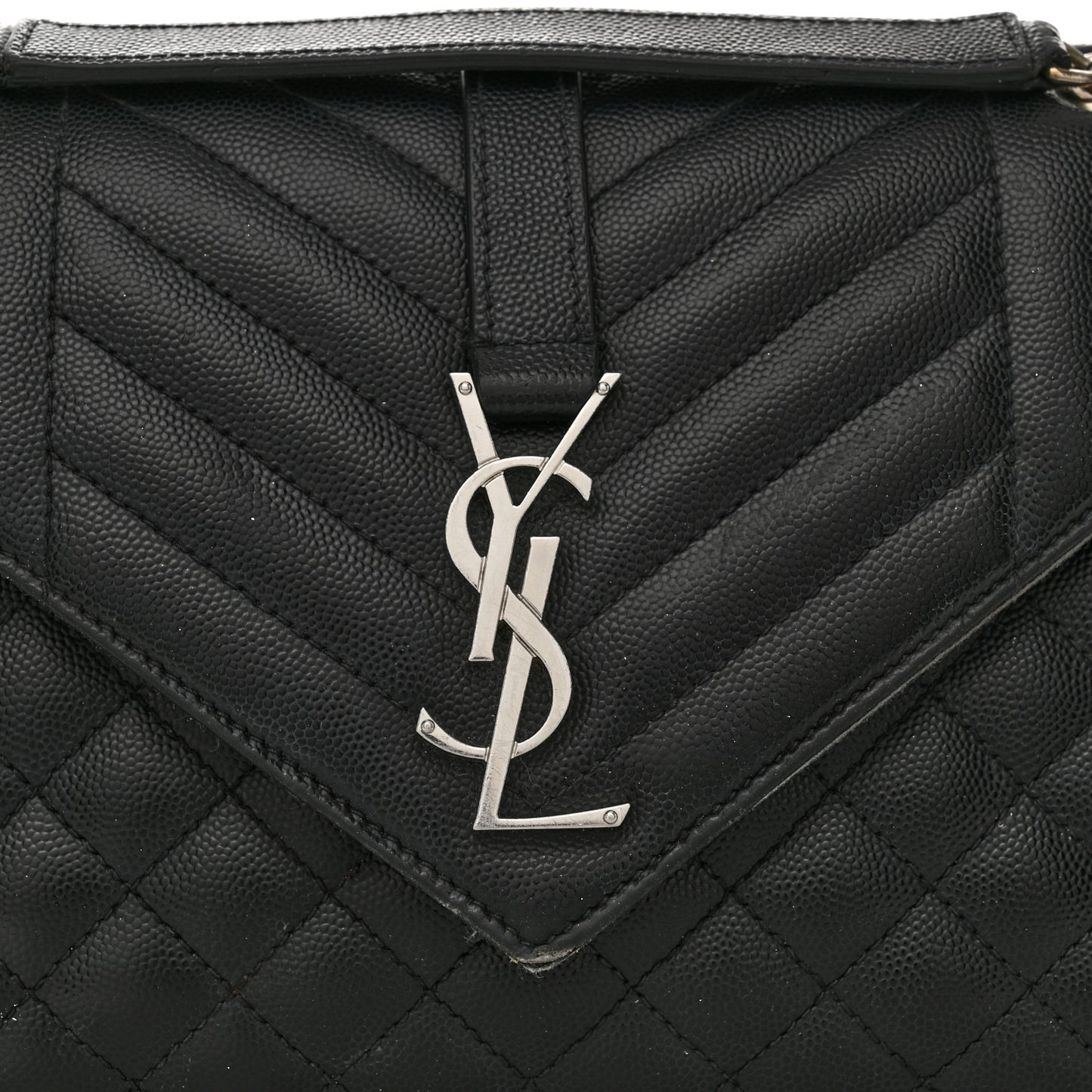 Grain De Poudre Textured Mixed Matelasse Triquilt Medium Monogram Satchel Black