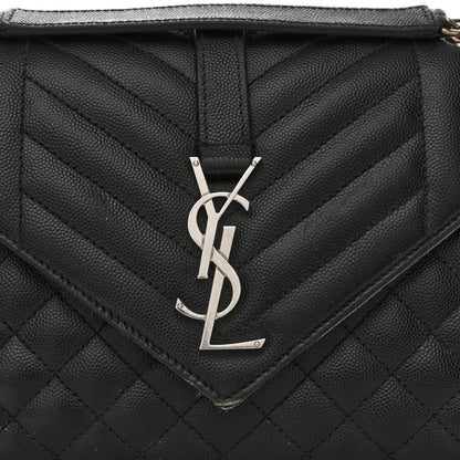 Saint Laurent Grain De Poudre Textured Mixed Matelasse Triquilt Medium Monogram Satchel Black 8 of 14