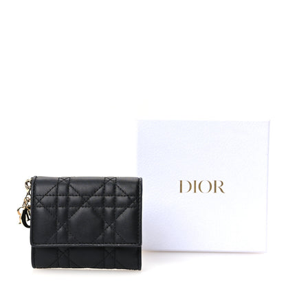 Christian Dior Lambskin Cannage Lady Dior Lotus Wallet Black 13 of 13