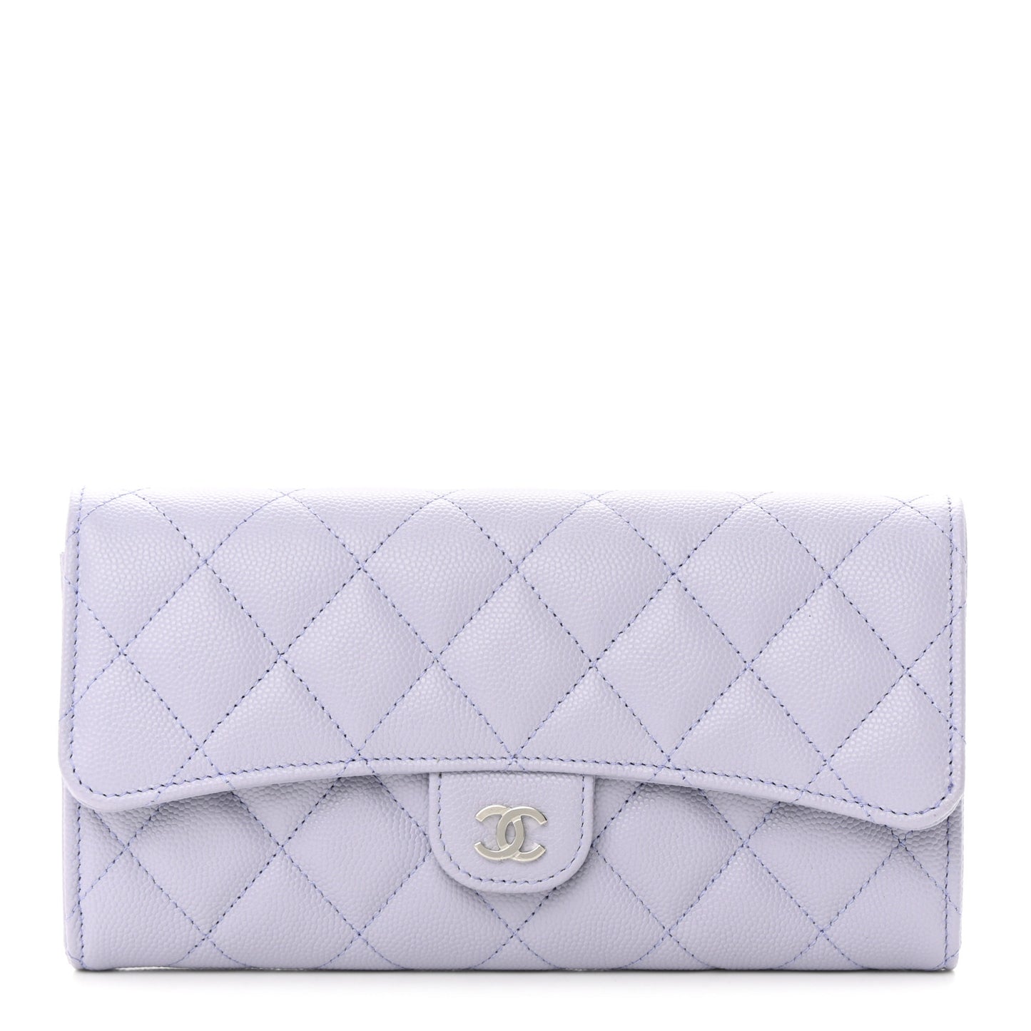 Caviar Quilted Large Gusset Flap Wallet Purple