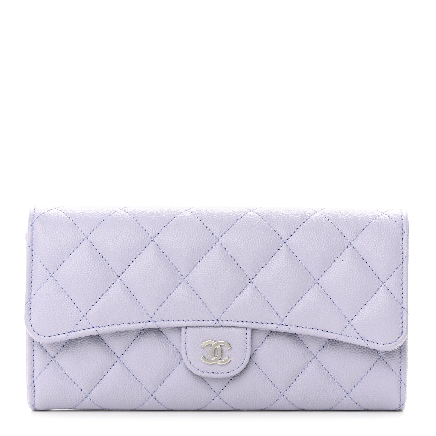 Chanel Caviar Quilted Large Gusset Flap Wallet Purple 1 of 10