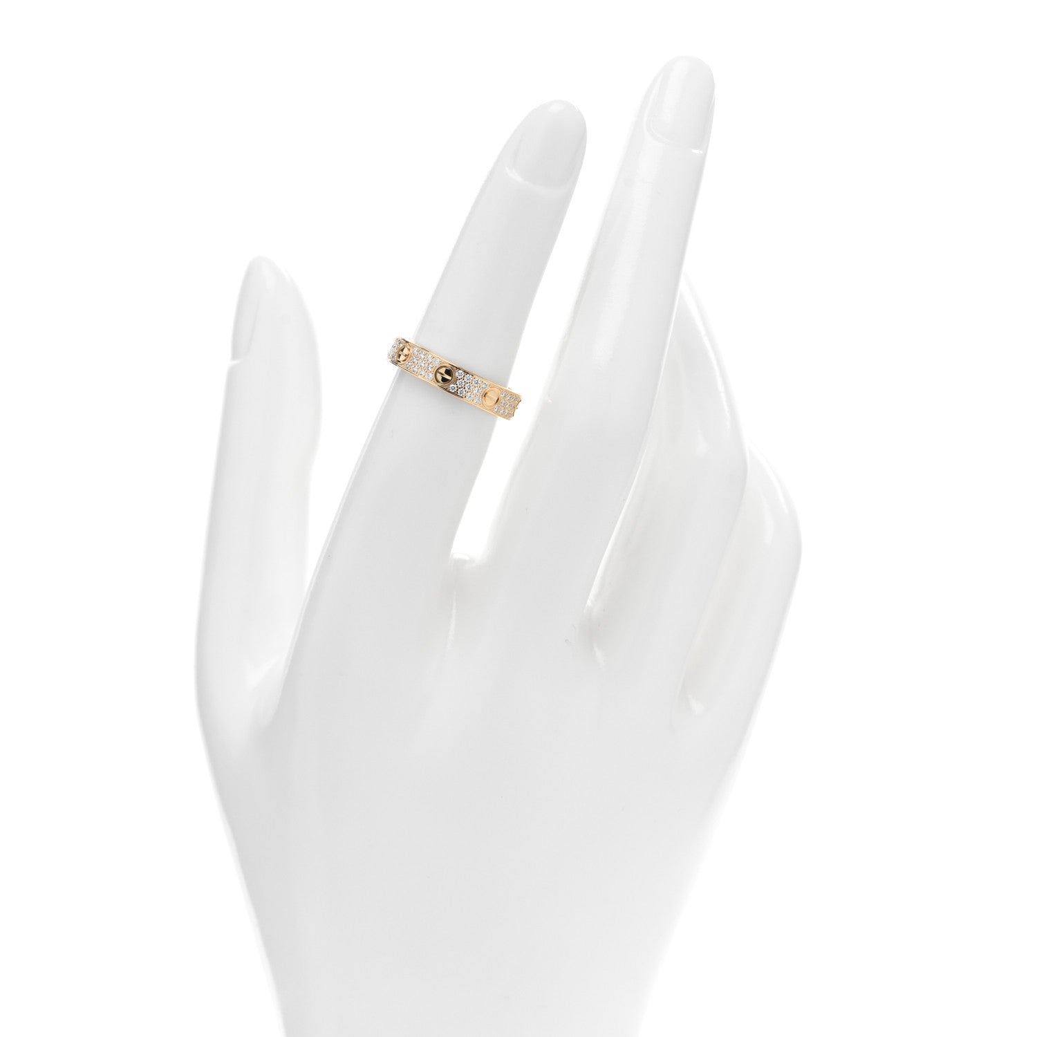 Cartier 18K Yellow Gold Diamond 4mm LOVE Wedding Paved Band Ring 51 5.75 2 of 5