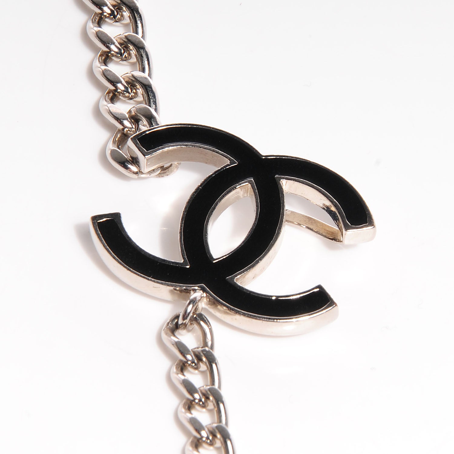 Chanel Enamel CC Ceinture Fantai Adjustable Belt Silver Black 3 of 7
