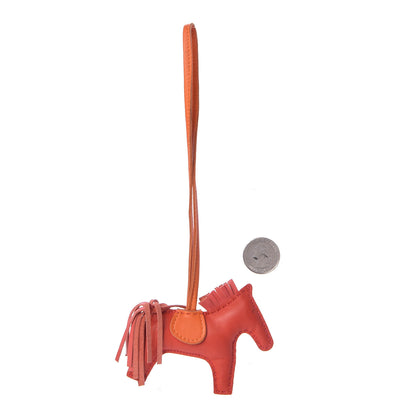 Hermes Milo Lambskin Grigri Rodeo Horse Bag Charm PM Rouge Rose Indien Jaipur Feu 2 of 6