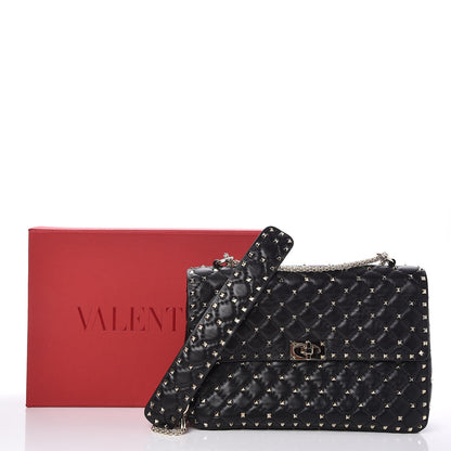 Valentino Garavani Lambskin Large Rockstud Spike Shoulder Bag Black 8 of 8