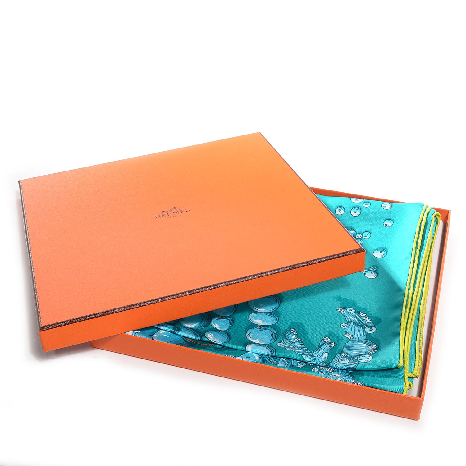 Hermes Silk Reve De Corail Scarf 90 Menthe Turquoise Canard 7 of 7