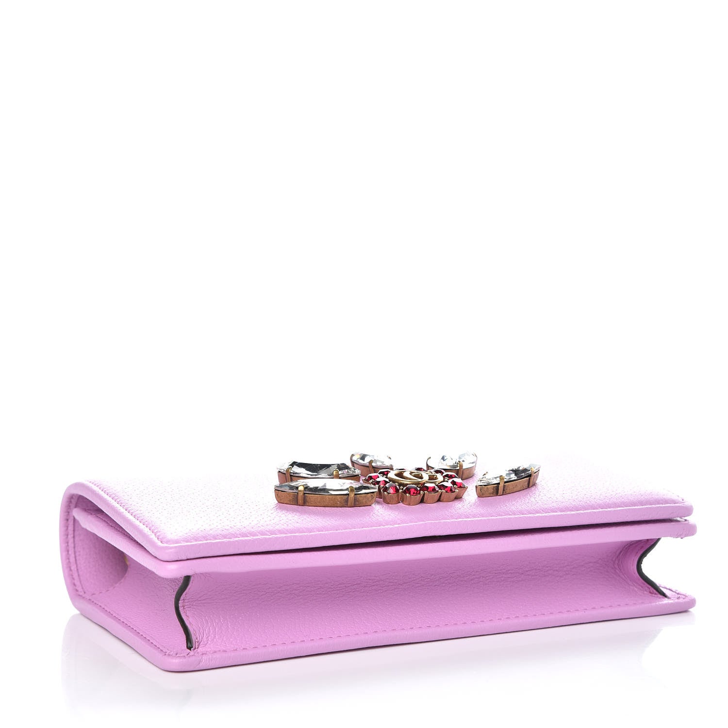Gucci Calfskin Marquise Crystals Mini GG Chain Wallet Malva 4 of 8