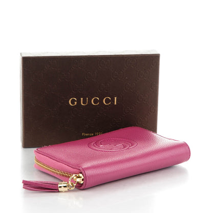 Gucci Pebbled Calfskin Medium Soho Zip Around Wallet Peonia Flower 4 of 7