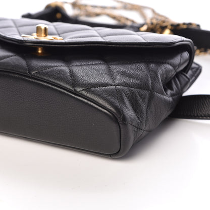 Chanel Calfskin Quilted Carry With Chic Flap Waist Bag With Chain Black 7 of 10