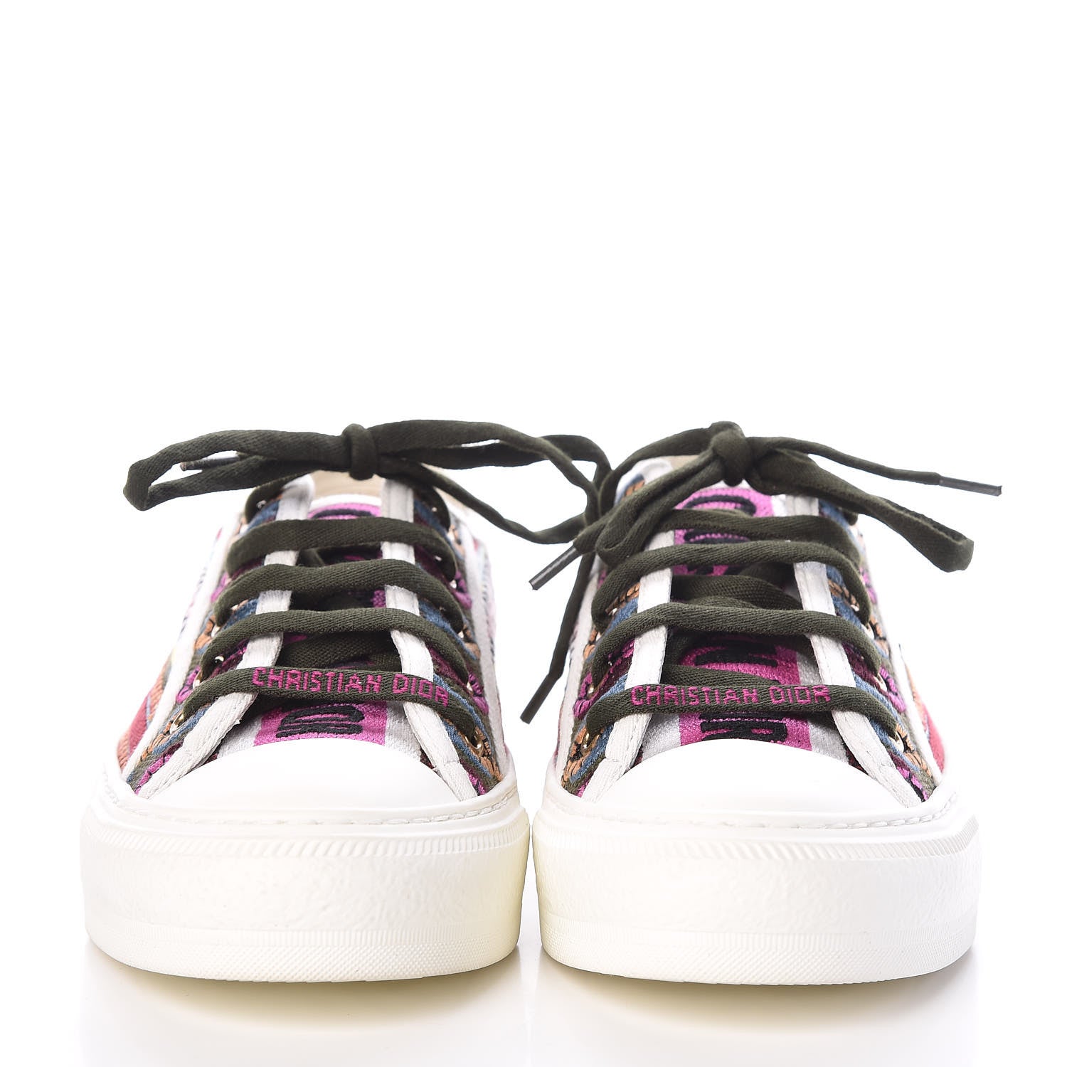 Christian Dior Canvas Ethnic Embroidered Womens Walk'N'Dior Low Top Sneakers 36.5 Fuchsia 2 of 9
