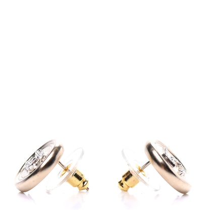 Chanel Crystal CC Round Earrings Light Gold 3 of 5