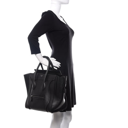Celine Drummed Calfskin Mini Luggage Black 2 of 13