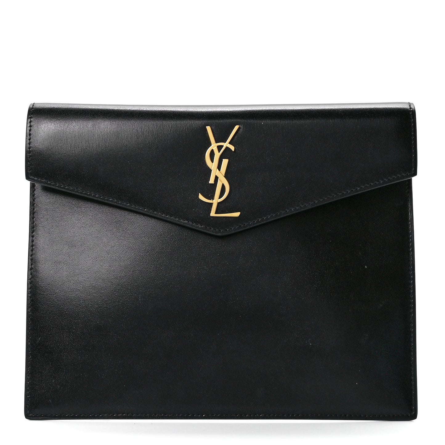 Smooth Shiny Calfskin Monogram Uptown Baby Pouch Black