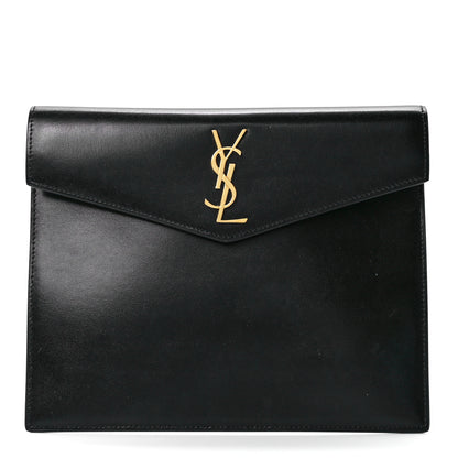 Saint Laurent Smooth Shiny Calfskin Monogram Uptown Baby Pouch Black 1 of 11
