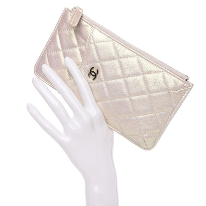 Chanel Iridescent Lambskin Quilted Classic Flat Wallet Pouch Ivory 2 of 8