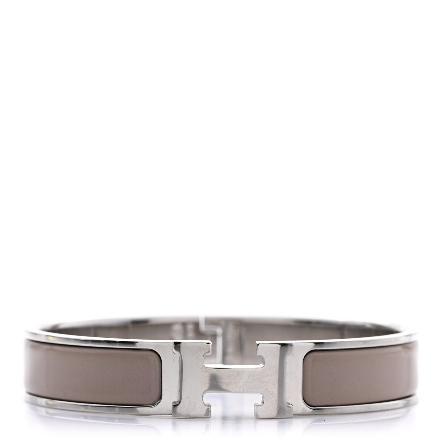 Enamel Narrow Clic Clac H Bracelet GM Marron Glace
