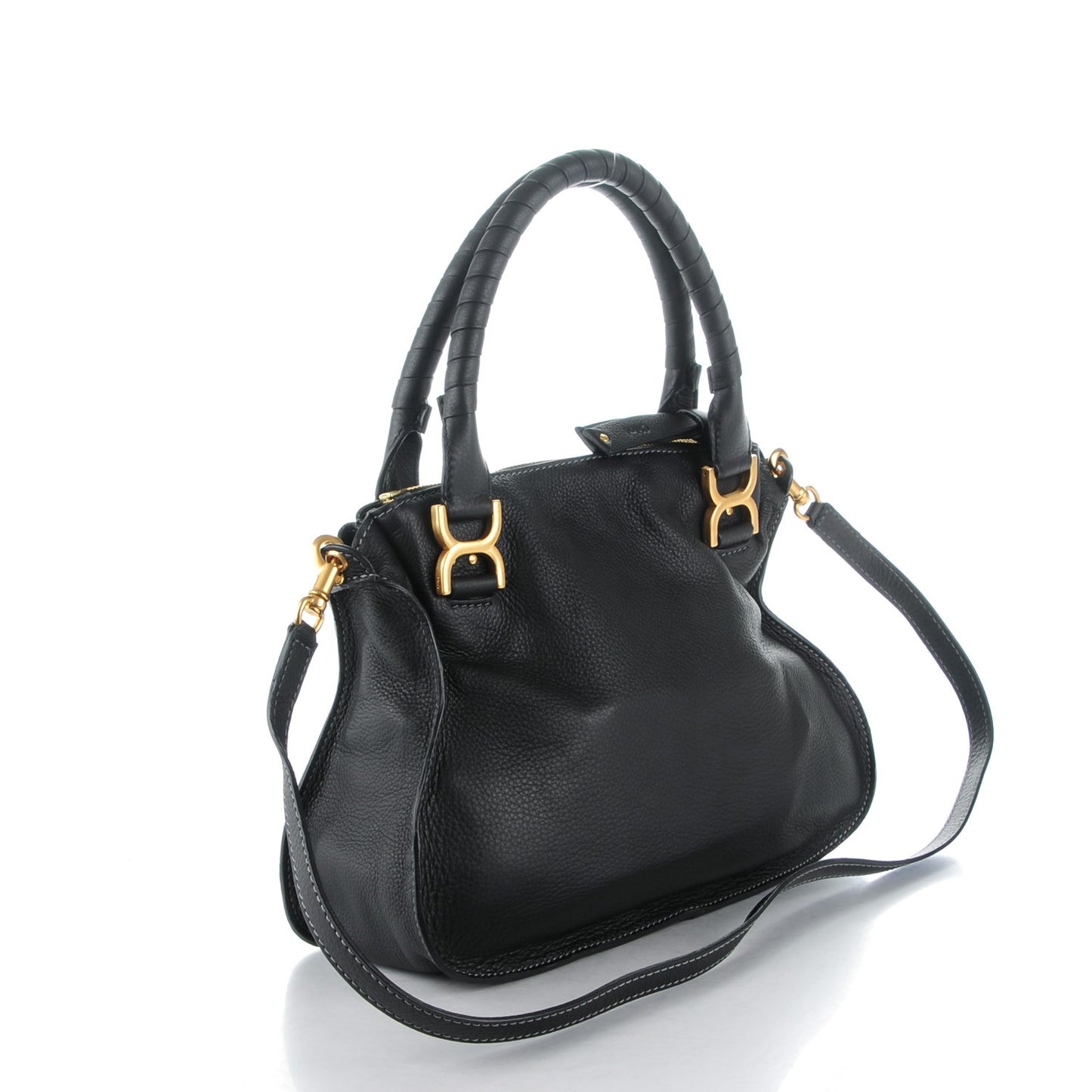 Calfskin Medium Marcie Satchel Black
