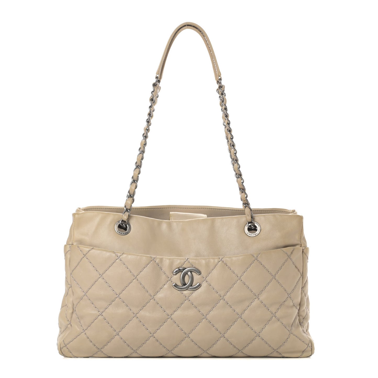 Calfskin Medium Stitch It Tote Beige