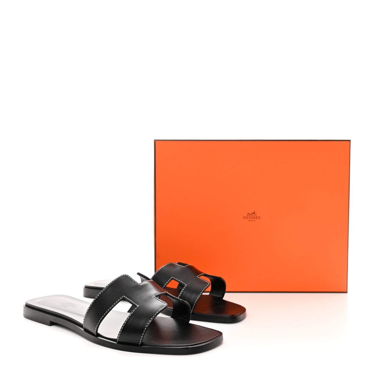Box Calfskin Oran Sandals 38.5 Black