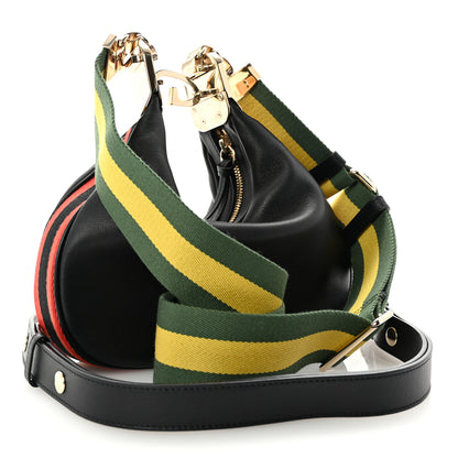 Gucci Aria Calfskin Web Small Attache Shoulder Bag Black 2 of 11