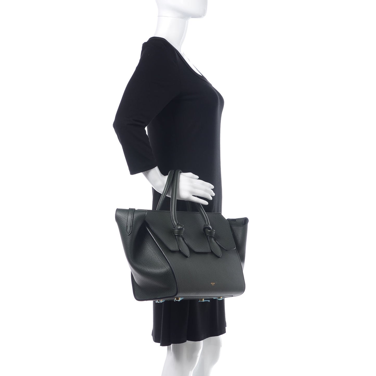 Grained Calfskin Small Tie Knot Tote Anthracite