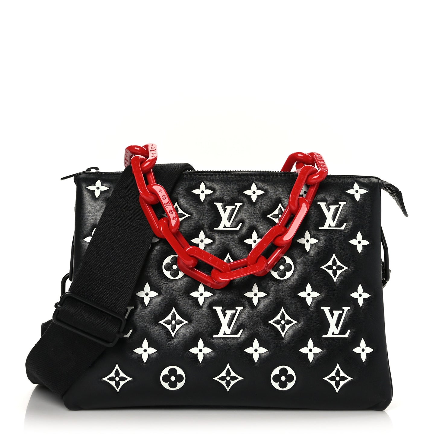 Lambskin Embossed Monogram Coussin PM Black White