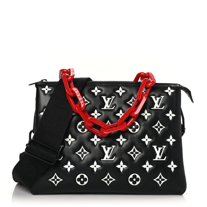 Louis Vuitton Lambskin Embossed Monogram Coussin PM Black White 1 of 8