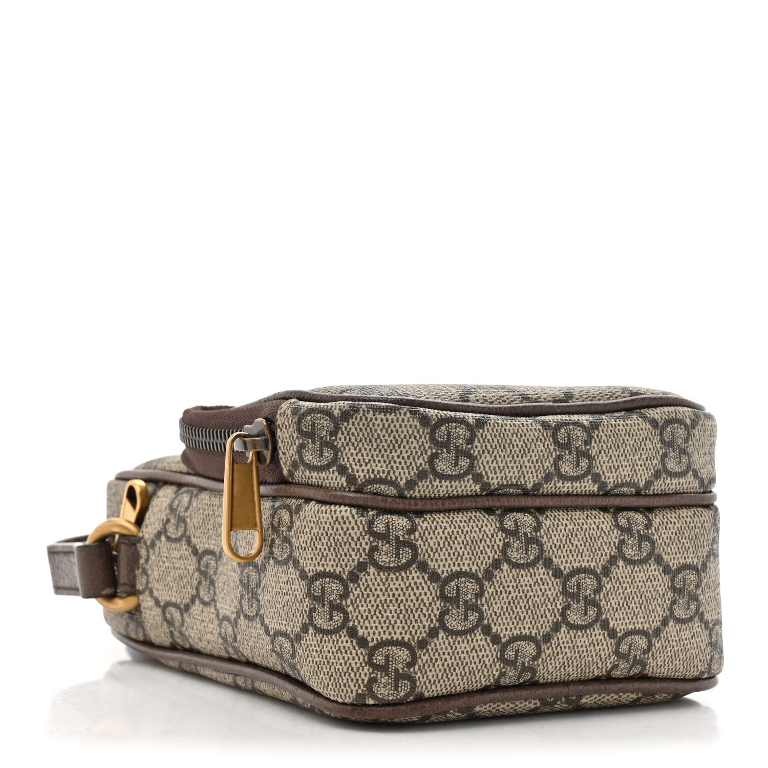Gucci GG Supreme Monogram Mini Neo Vintage Double Zip Messenger Bag Beige New Acero Crop 4 of 10