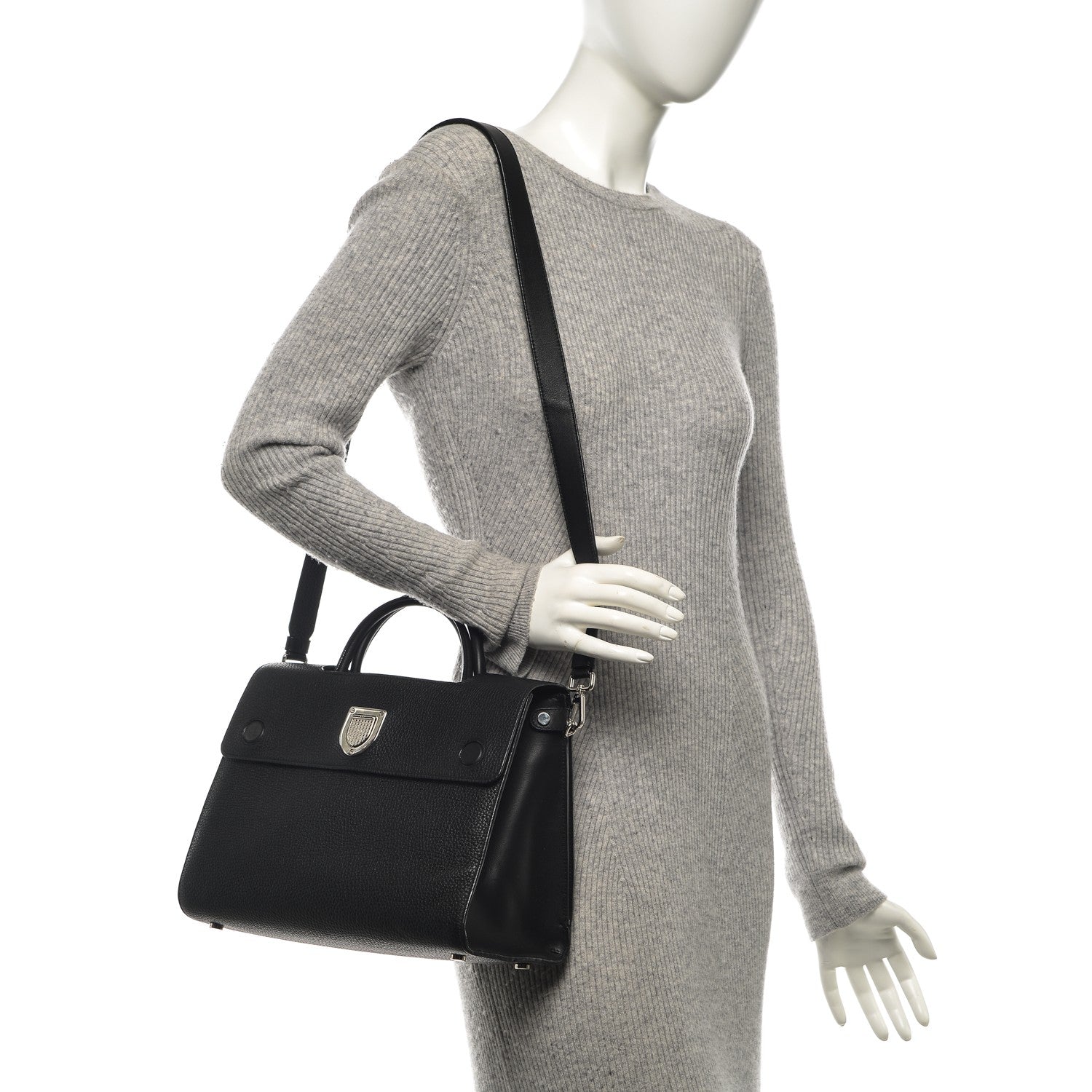 Christian Dior Grained Calfskin Medium Diorever Flap Black 2 of 9