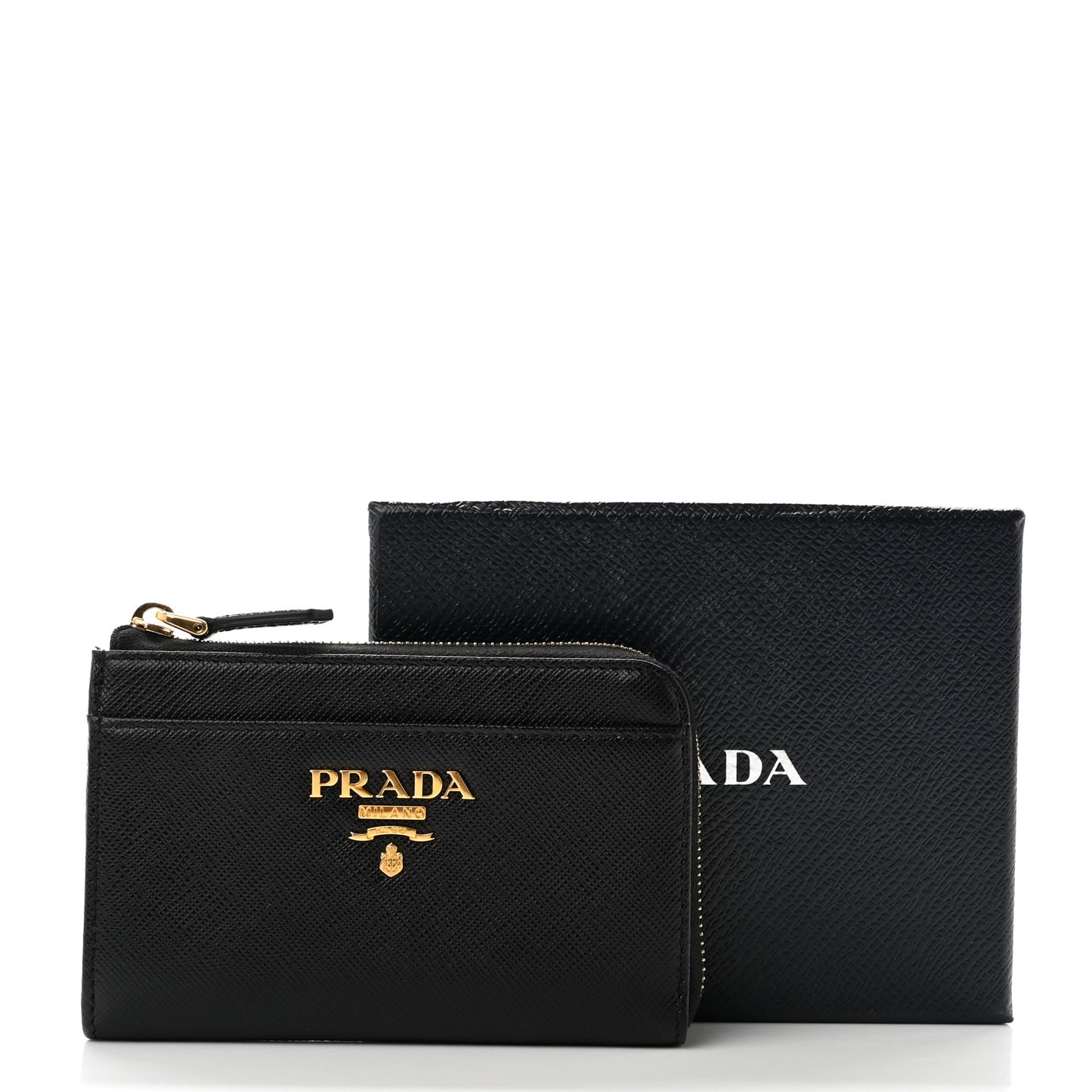 Saffiano Metal Zip Around Keychain Black