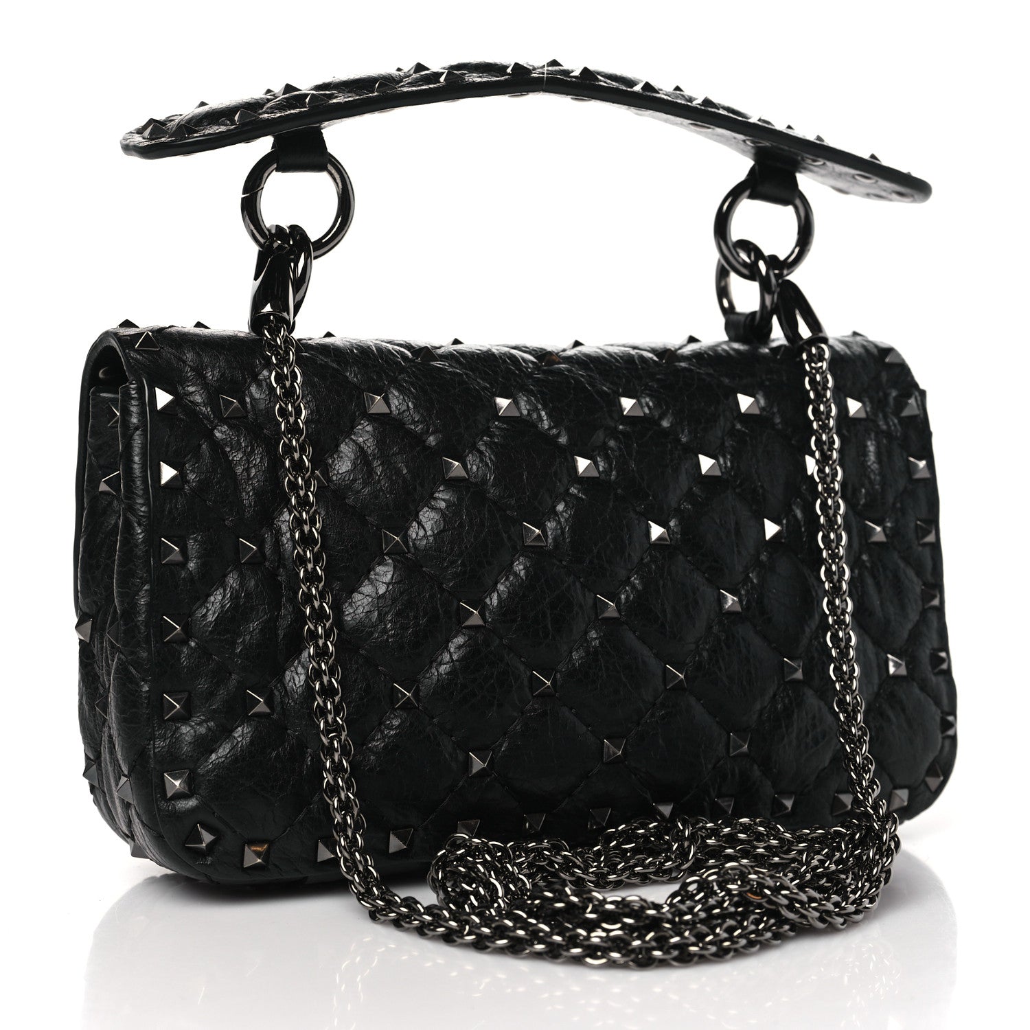 Valentino Garavani Lambskin Small Rockstud Spike Shoulder Bag Black 3 of 9