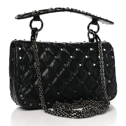 Valentino Garavani Lambskin Small Rockstud Spike Shoulder Bag Black 3 of 9