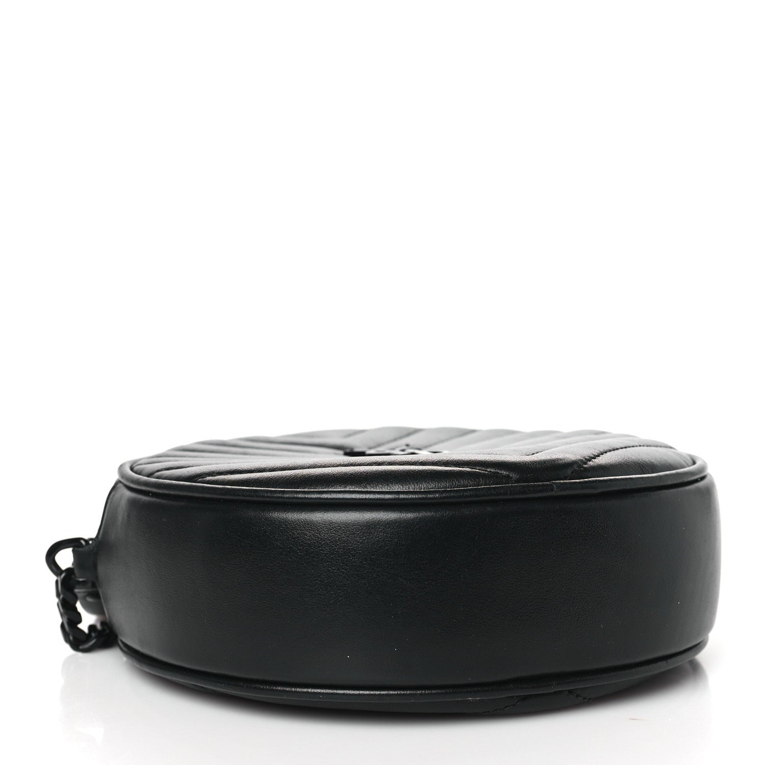 Saint Laurent Calfskin Matelasse Chevron Round Vinyle Camera Bag Black 4 of 10