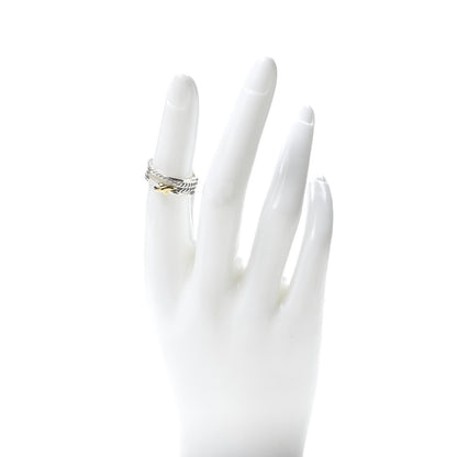 David Yurman Sterling Silver 18K Yellow Gold 6mm X Crossover Ring 50 5.25 2 of 5