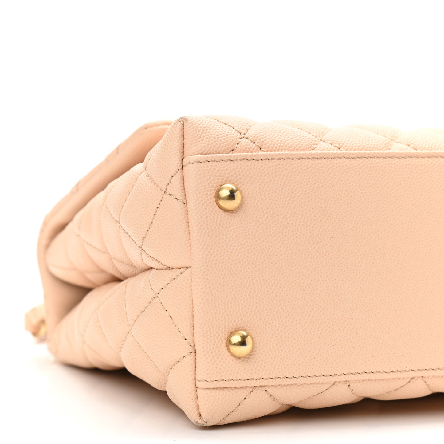 Caviar Quilted Small Coco Handle Flap Beige