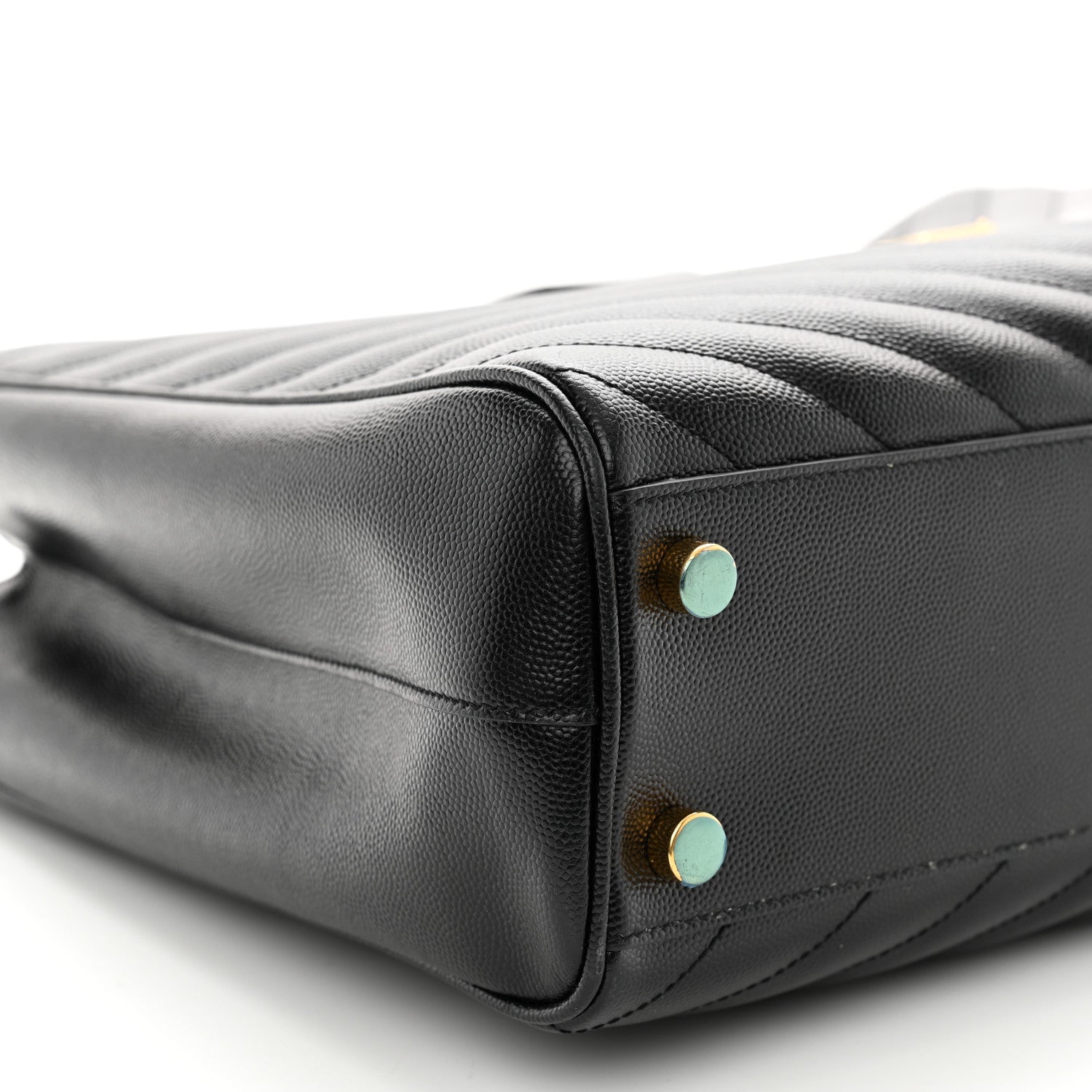 Saint Laurent Grain De Poudre Matelasse Chevron Monogram Shopping Bag Black 9 of 12