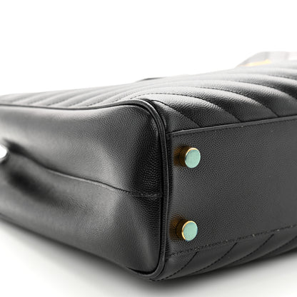 Saint Laurent Grain De Poudre Matelasse Chevron Monogram Shopping Bag Black 9 of 12