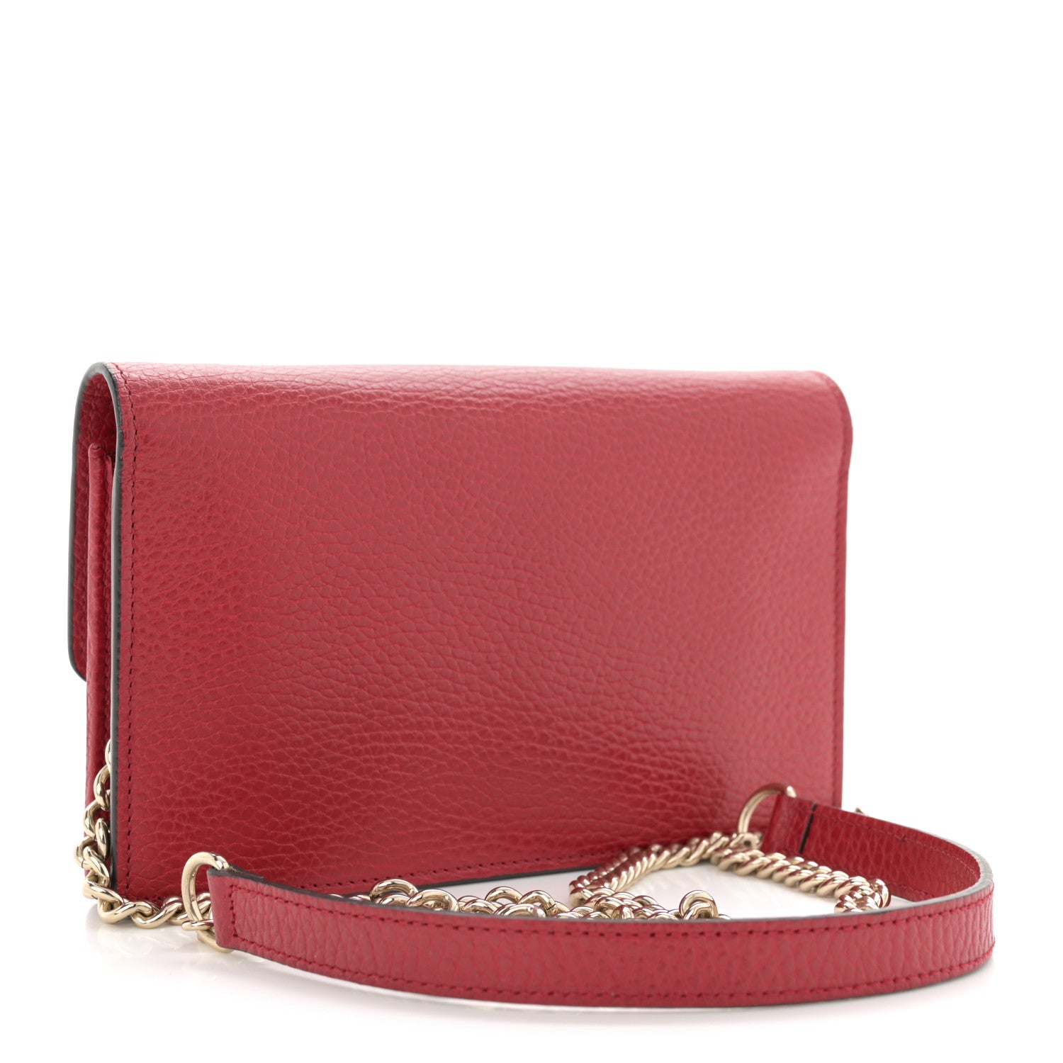 Gucci Dollar Calfskin Interlocking G Chain Wallet Red 3 of 11